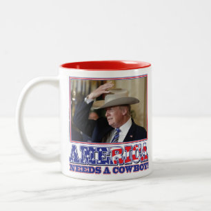 Caneca De Café Em Dois Tons Presidente Trump American Cowboy