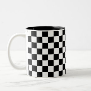 Caneca De Café Em Dois Tons Preto & branco Checkered
