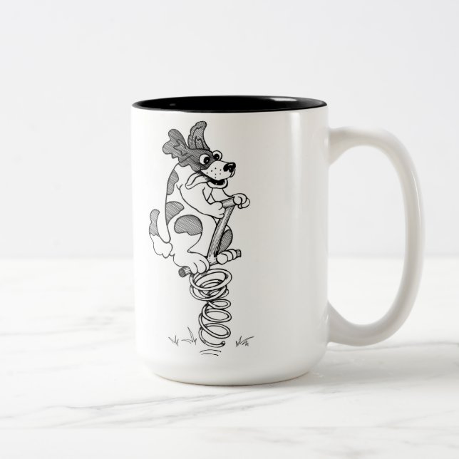 Caneca De Café Em Dois Tons Preto & branco do Spaniel de Springer (Direita)