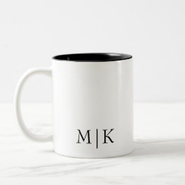 Caneca De Café Em Dois Tons Preto & Branco | Monograma moderno