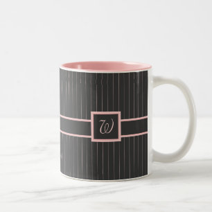 Caneca De Café Em Dois Tons Preto com Pinstripes Pink Mug