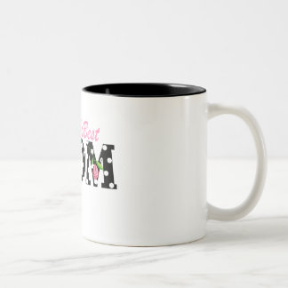 Caneca De Café Em Dois Tons Preto da mamã do mundo o melhor com tulipas