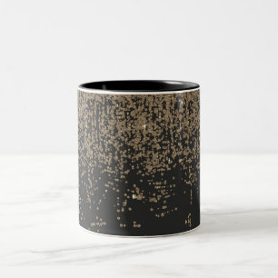 Caneca De Café Em Dois Tons Preto Dourado salpicado Ombre do brilho