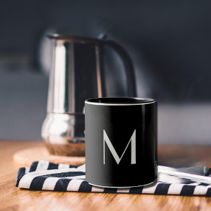 Caneca De Café Em Dois Tons Preto e branco - adicionar monograma