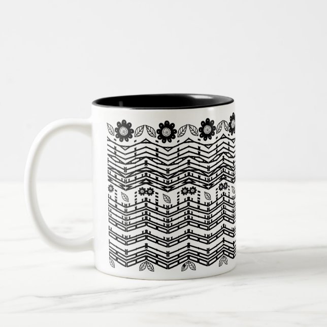 Caneca De Café Em Dois Tons Preto e Branco Engraçado Mensagem Oculta (Esquerda)