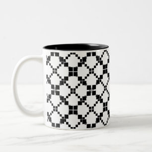 Caneca De Café Em Dois Tons Preto e branco, geométrico, simples, fashion