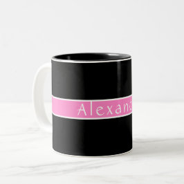 Caneca De Café Em Dois Tons Preto e Rosa Personalizado