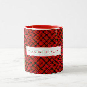 Caneca De Café Em Dois Tons Preto e Vermelho Xadrez Natal Personalizado