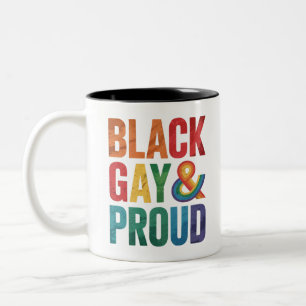 Caneca De Café Em Dois Tons Preto Gay e Orgulhoso LGBTQ Negros Queer