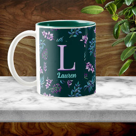 Caneca De Café Em Dois Tons Pretty Watercolor Floral Garden Personalized