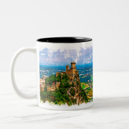 Caneca De Café Em Dois Tons Prima Torre Guaita. República de São Marino.