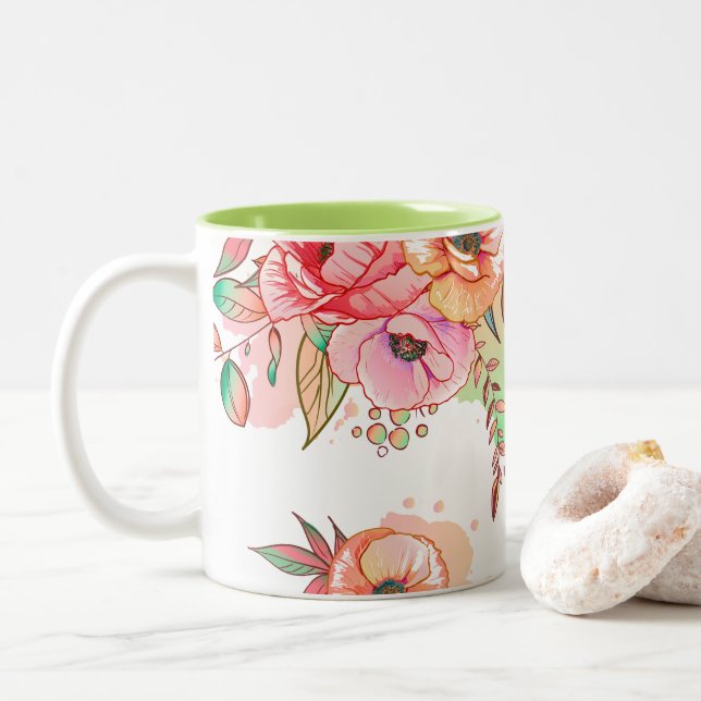 Caneca De Café Em Dois Tons primavera (Com Donut)