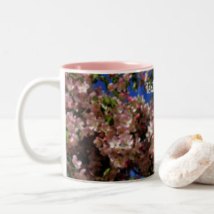 Caneca De Café Em Dois Tons Primavera cor-de-rosa Brilhante Personalizado Flor