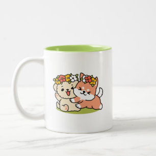 Caneca De Café Em Dois Tons Primavera dentro da cutena - Ilustração Adorável d