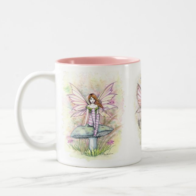 Caneca De Café Em Dois Tons Primavera Fairies Art de Molly Harrison (Esquerda)
