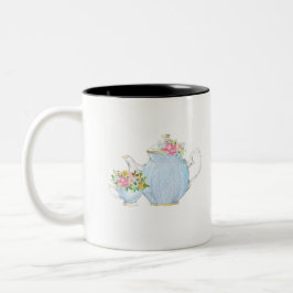 Caneca De Café Em Dois Tons primavera floral, chá, chá alto, chá floral, jardi