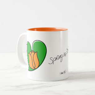 Caneca De Café Em Dois Tons Primavera in Love - Orange Tulipes (Tulipas Laranj