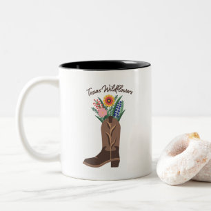 Caneca De Café Em Dois Tons Primavera Season Mug "Texas Wildflower" Cowboy Boo
