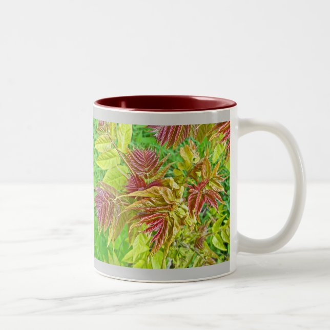Caneca De Café Em Dois Tons Primavera Sumac Deixa Mug (Direita)
