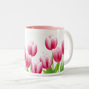 Caneca De Café Em Dois Tons Primavera Tulips Páscoa Presente
