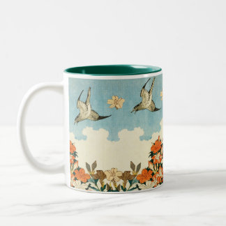 Caneca De Café Em Dois Tons "Primavera" - um copo de Hokusai
