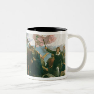 Caneca De Café Em Dois Tons Primeira aterragem de Cristóvão Colombo dentro
