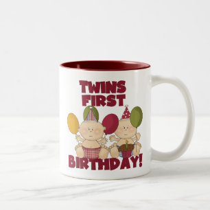 Caneca De Café Em Dois Tons Primeiro aniversario gêmeos - Camisetas e presente