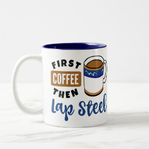 Caneca De Café Em Dois Tons Primeiro Café E Depois Coloca A Pão De Aço