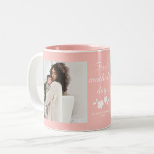Caneca De Café Em Dois Tons Primeiro Design Floral do Dia das Mães Mãe e Filho