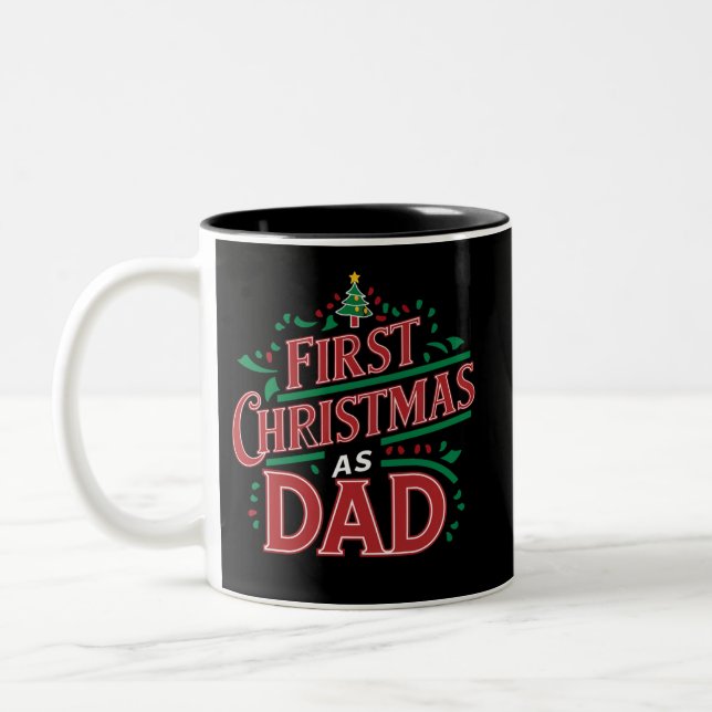 Caneca De Café Em Dois Tons Primeiro Natal Como Pai de Natal (Esquerda)