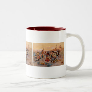 Caneca De Café Em Dois Tons Primeiro vagão Trilha de Charles M. Russell (1908