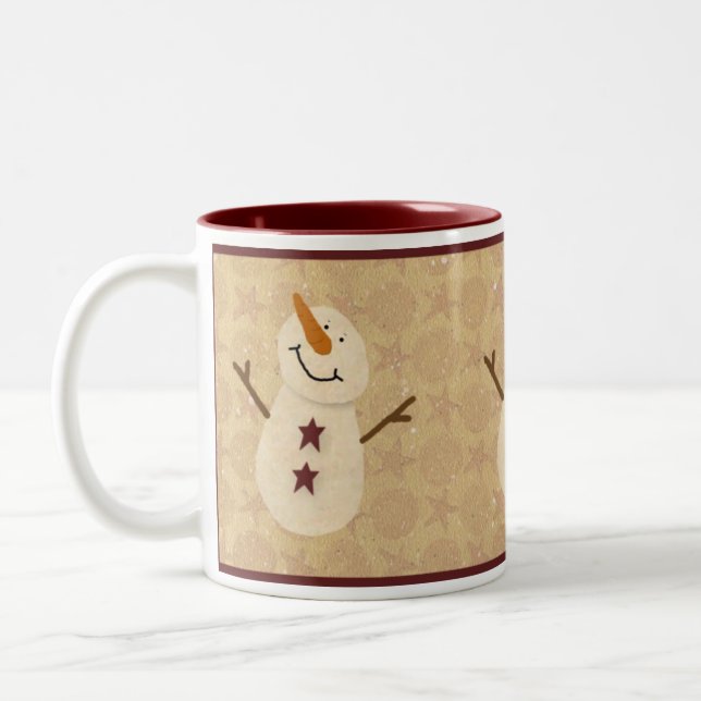 Caneca De Café Em Dois Tons Primitivo Snowman Mug (Esquerda)