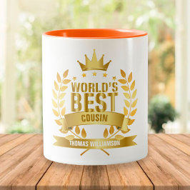 Caneca De Café Em Dois Tons Primo Divertido Ouro do Mundo