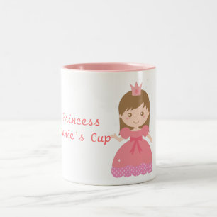 Caneca De Café Em Dois Tons Princesa bonito, cor-de-rosa para as meninas