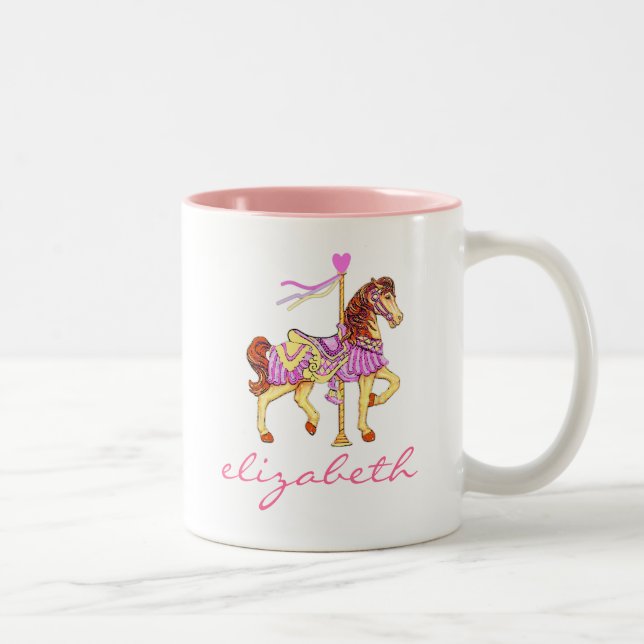Caneca De Café Em Dois Tons Princesa Carrossel Cavalo-Personalizamento (Direita)