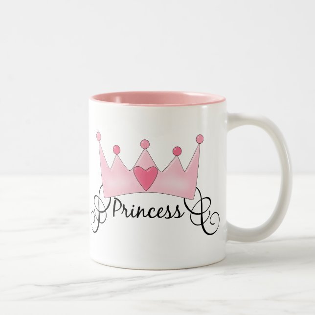 Caneca De Café Em Dois Tons Princesa com Coroa - Personalizável (Direita)