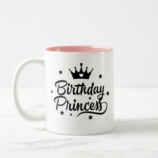 Caneca De Café Em Dois Tons "Princesa de aniversário" (Esquerda)