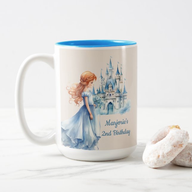 Caneca De Café Em Dois Tons Princesa e Castelo (Com Donut)