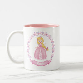 Caneca De Café Em Dois Tons Princesa rosa-branca personalizada