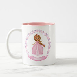 Caneca De Café Em Dois Tons Princesa rosa-branca personalizada