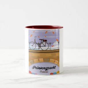 Caneca De Café Em Dois Tons Prinsengracht,Cartaz de viagem do Canal Amsterdam