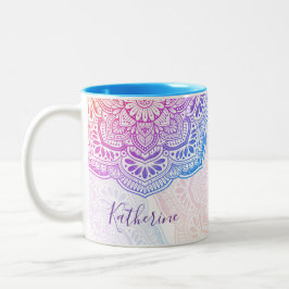 Caneca De Café Em Dois Tons Prism Flower Mandala Personalized Mug