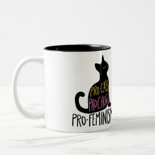 Caneca De Café Em Dois Tons Pró-gatos Pro-Choice pró-feminismo