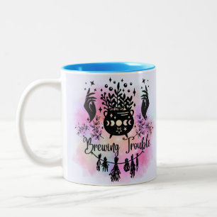 Caneca De Café Em Dois Tons Problemas de Criação: Design Mischievous Witchy