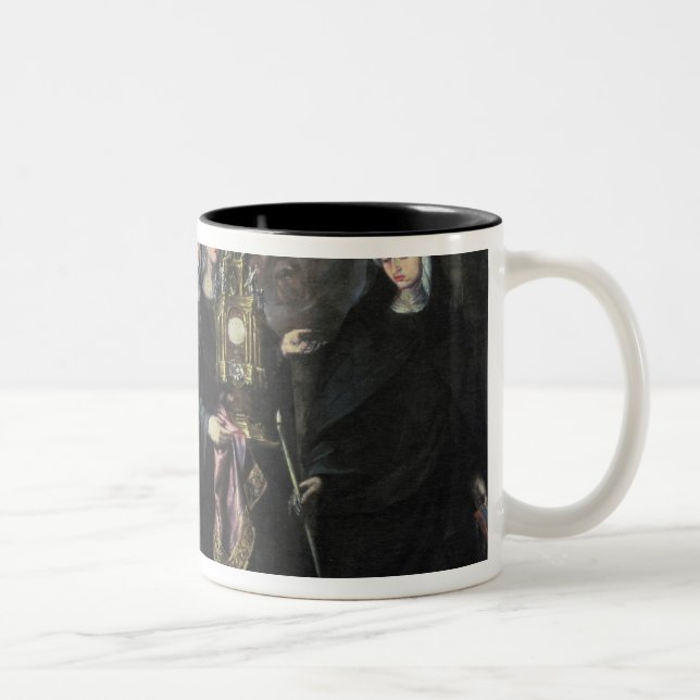 Caneca De Café Em Dois Tons Procissão de St. Clare com o Eucaristia (Direita)