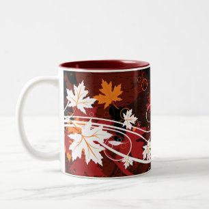 Caneca De Café Em Dois Tons Produtos do costume do folha-bordo do outono da