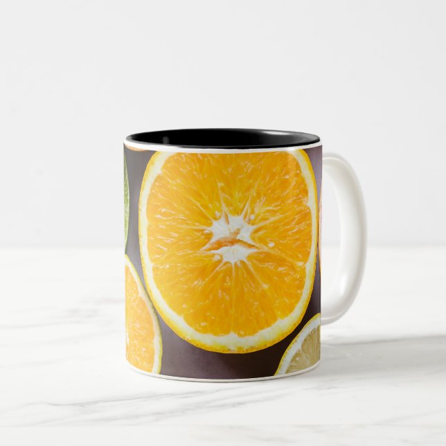 Caneca De Café Em Dois Tons Produtos hortícolas saudáveis (Frente Esquerda)