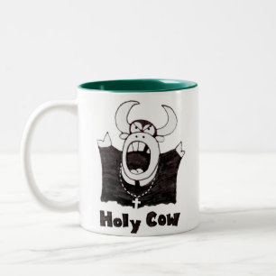 Caneca De Café Em Dois Tons Produtos santamente da vaca da vaca   dos desenhos
