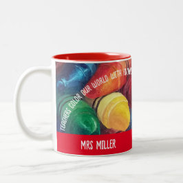 Caneca De Café Em Dois Tons Professor Agradecimento Colorir Nosso Mundo Lápis 