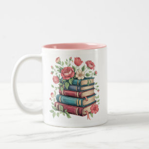 Caneca De Café Em Dois Tons Professor Amante de Livros De Volta à Escola Flore